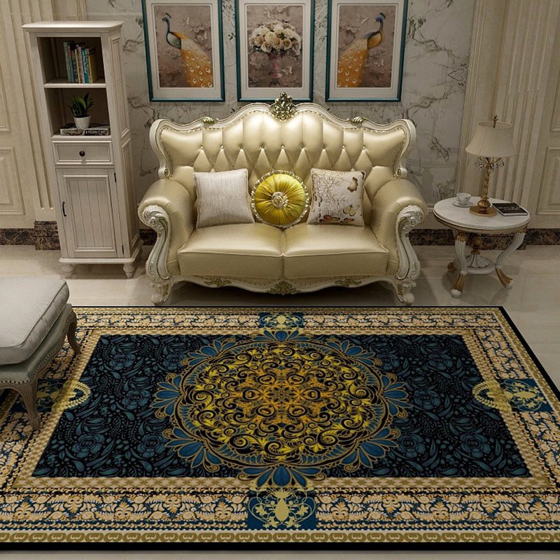 Multi-Colored Moroccan Rug Synthetics Jacquard Pattern Rug Washable Stain Resistant Non-Slip Carpet for Lounge