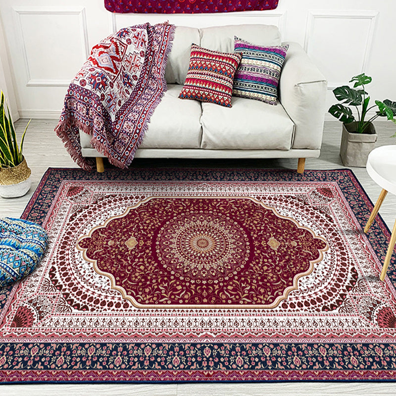 Tappeto di stampa damask marocchina multicolore in polipropilene tappeto resistente alle macchie resistenti a tappeto anti-slip per arredamento per la casa