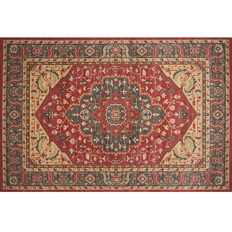 Empire Print Rug Multi Colored Moroccan Rug Polyester Anti-Slip Backing Machine Washable Pet Friendly Rug for Living Room