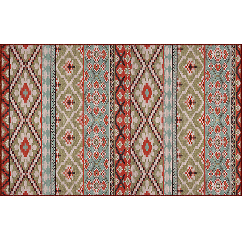 Empire Print Rug Multi Colored Moroccan Rug Polyester Anti-Slip Backing Machine Washable Pet Friendly Rug for Living Room