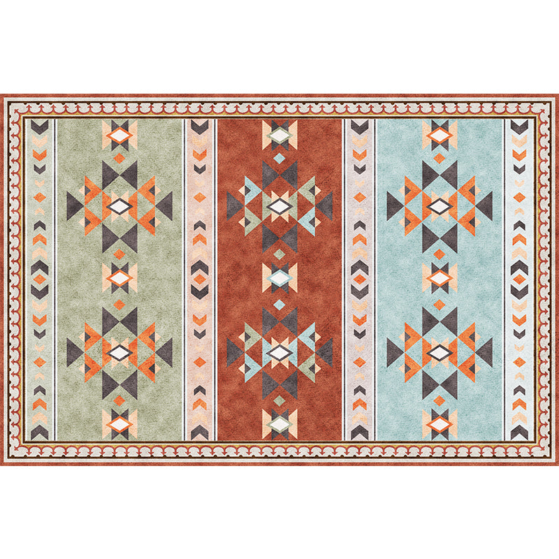 Empire Print Rug Multi Colored Moroccan Rug Polyester Anti-Slip Backing Machine Washable Pet Friendly Rug for Living Room