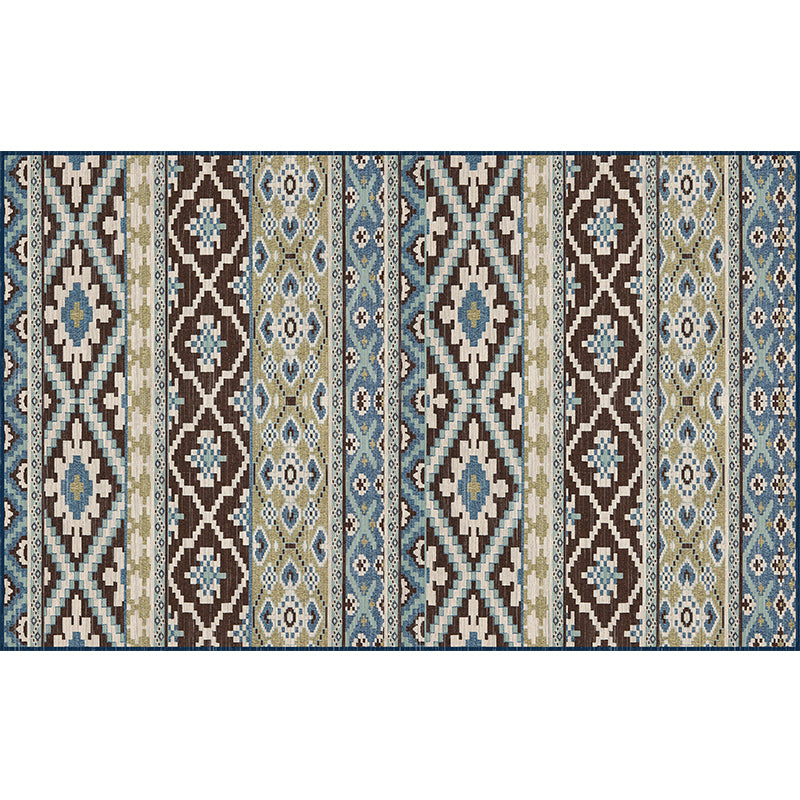 Empire Print Rug Multi Colored Moroccan Rug Polyester Anti-Slip Backing Machine Washable Pet Friendly Rug for Living Room