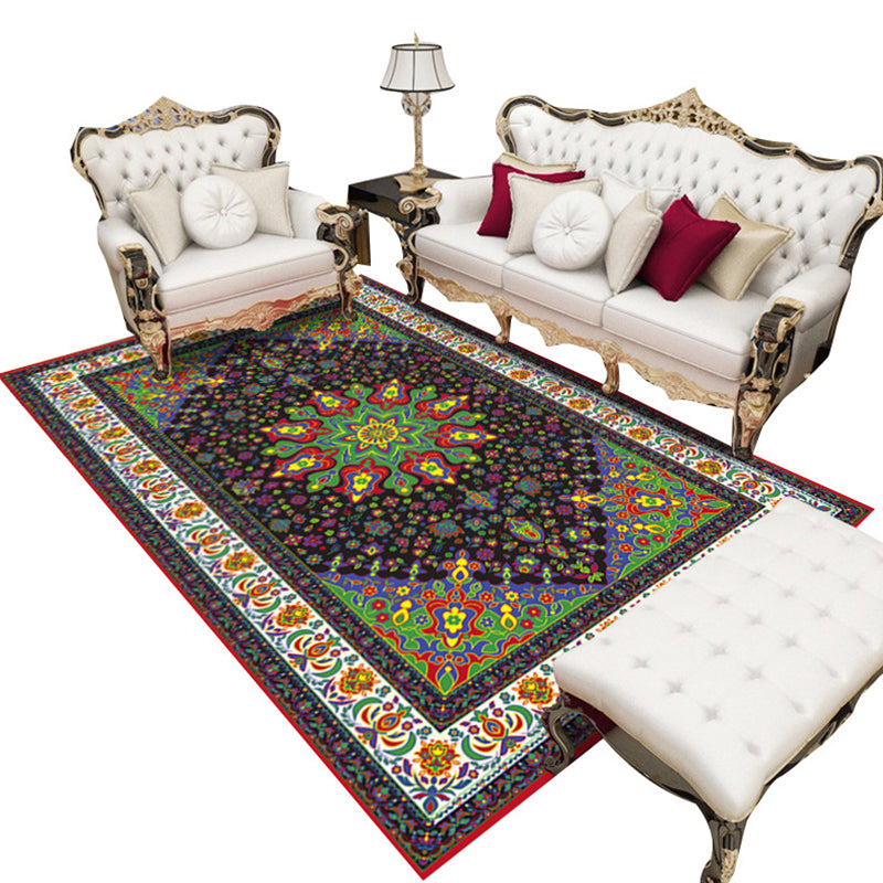 Tapis marocain impérial, imprimé multicolore, avec envers antidérapant, lavable, respectueux des animaux de compagnie, pour le salon