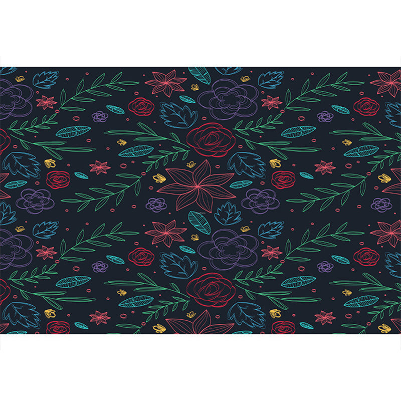 Tapis à imprimé en mosaïque à fleurs multicolo