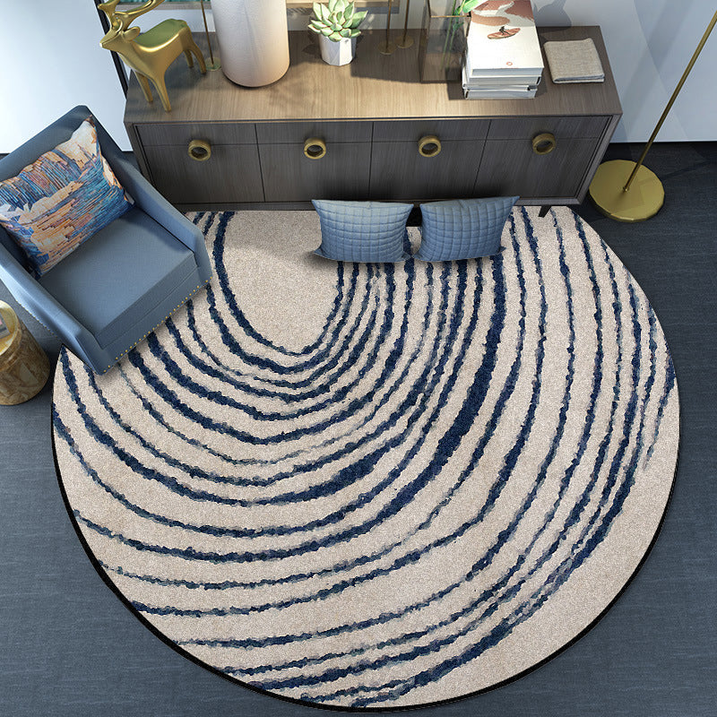 Simple Swirling Lines Print Rug Grey Modern Style Carpet Synthetics Washable Non-Slip Stain Resistant Rug for Bedroom