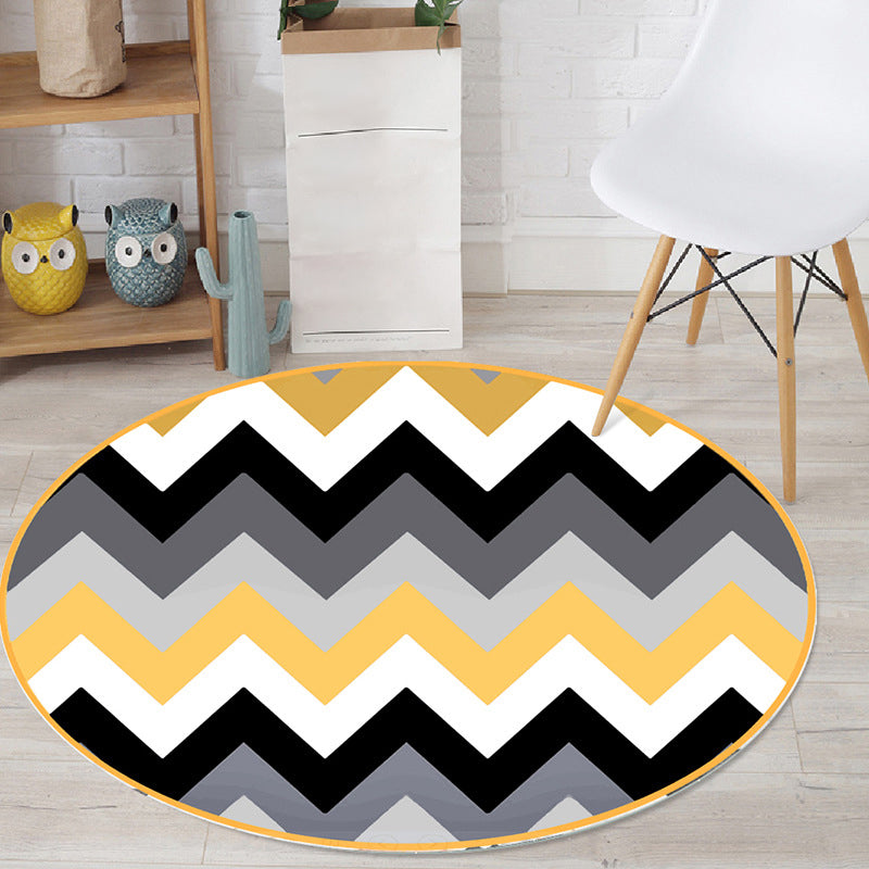 Bright Colorblock Geometric Rug Multi Colored Postmodern Rug Polyester Non-Slip Stain Resistant Pet Friendly Rug for Room