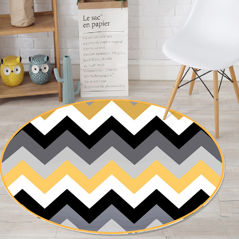 Bright Colorblock Geometric Rug Multi Colored Postmodern Rug Polyester Non-Slip Stain Resistant Pet Friendly Rug for Room