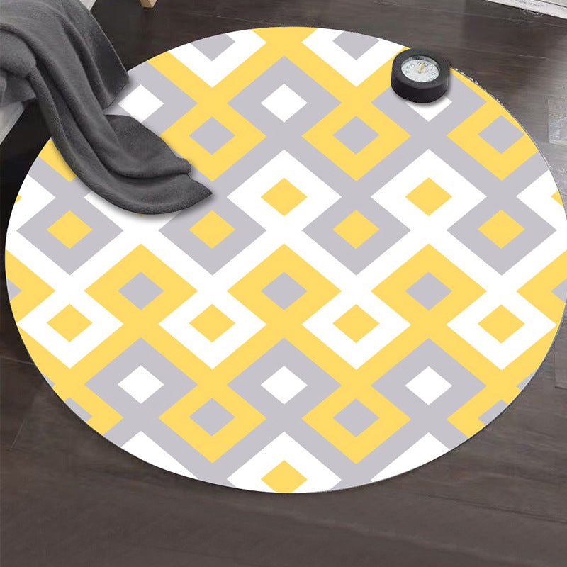 Bright Colorblock Geometric Rug Multi Colored Postmodern Rug Polyester Non-Slip Stain Resistant Pet Friendly Rug for Room