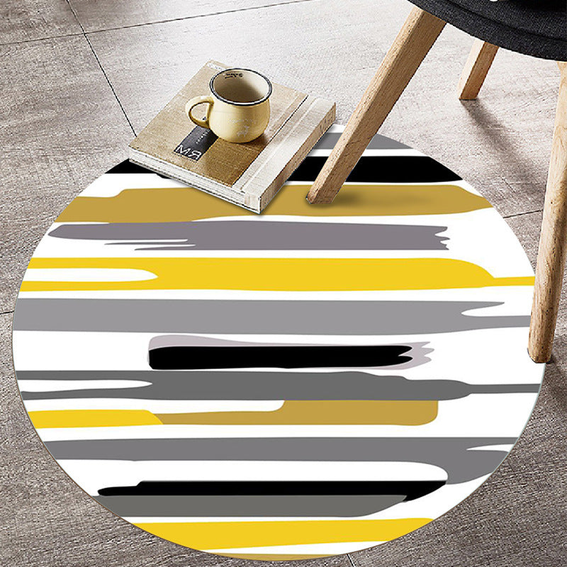Bright Colorblock Geometric Rug Multi Colored Postmodern Rug Polyester Non-Slip Stain Resistant Pet Friendly Rug for Room