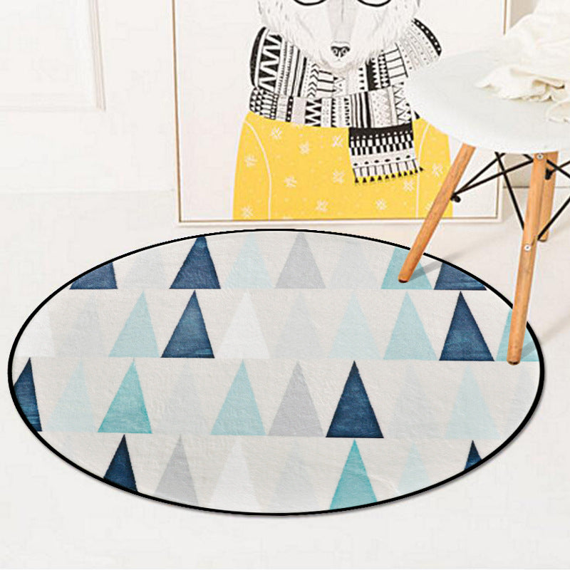 Nordic Living Room Area Rug Multicolor Geometric Shapes Print Carpet Synthetics Anti-Slip Pet Friendly Machine Washable Rug