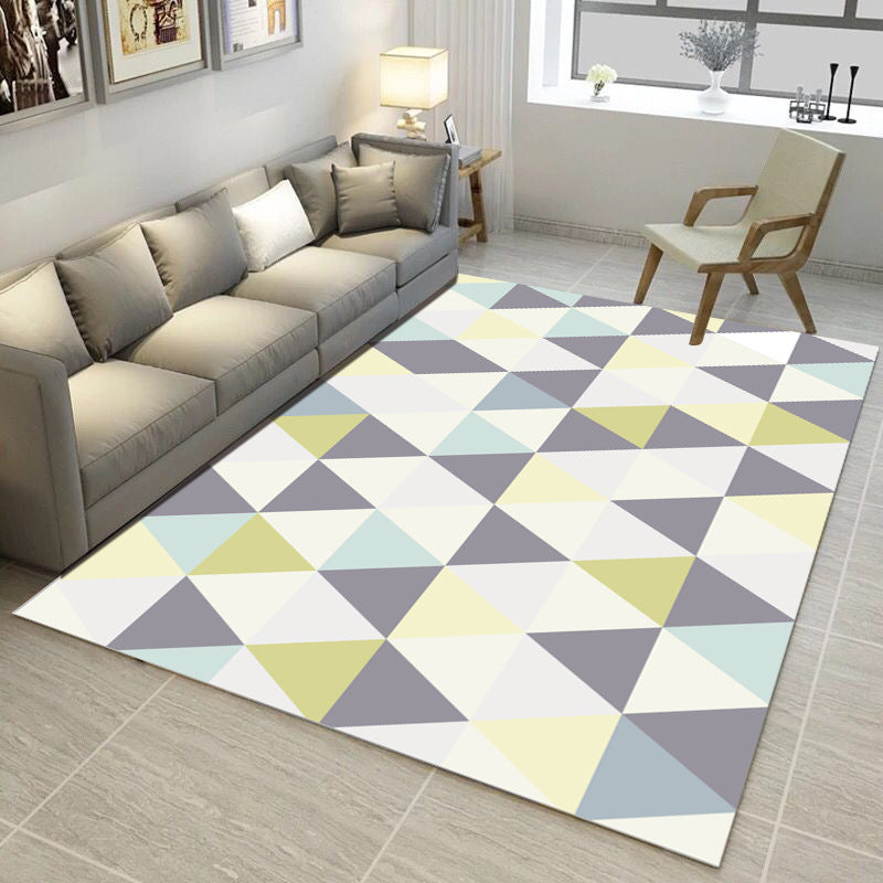Bold Multi Color Matrix Rug Polyester Modern Area Carpet Non-Slip Pet Friendly Stain Resistant Rug for Living Room