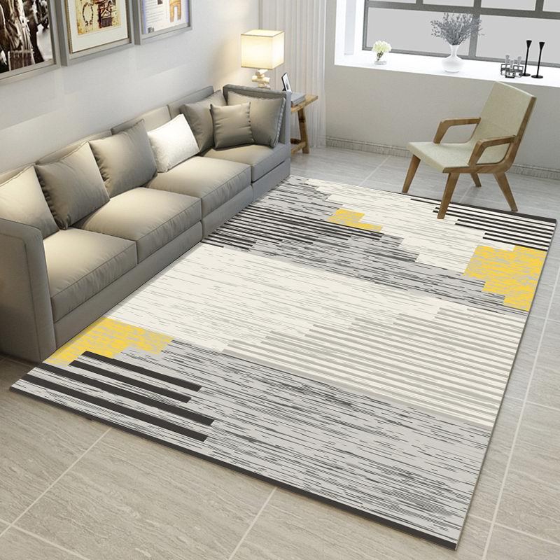 Bold Multi Color Matrix Rug Polyester Modern Area Carpet Non-Slip Pet Friendly Stain Resistant Rug for Living Room