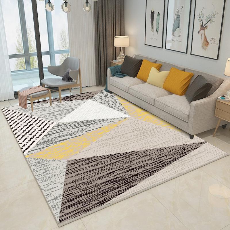 Bold Multi Color Matrix Rug Polyester Modern Area Carpet Non-Slip Pet Friendly Stain Resistant Rug for Living Room