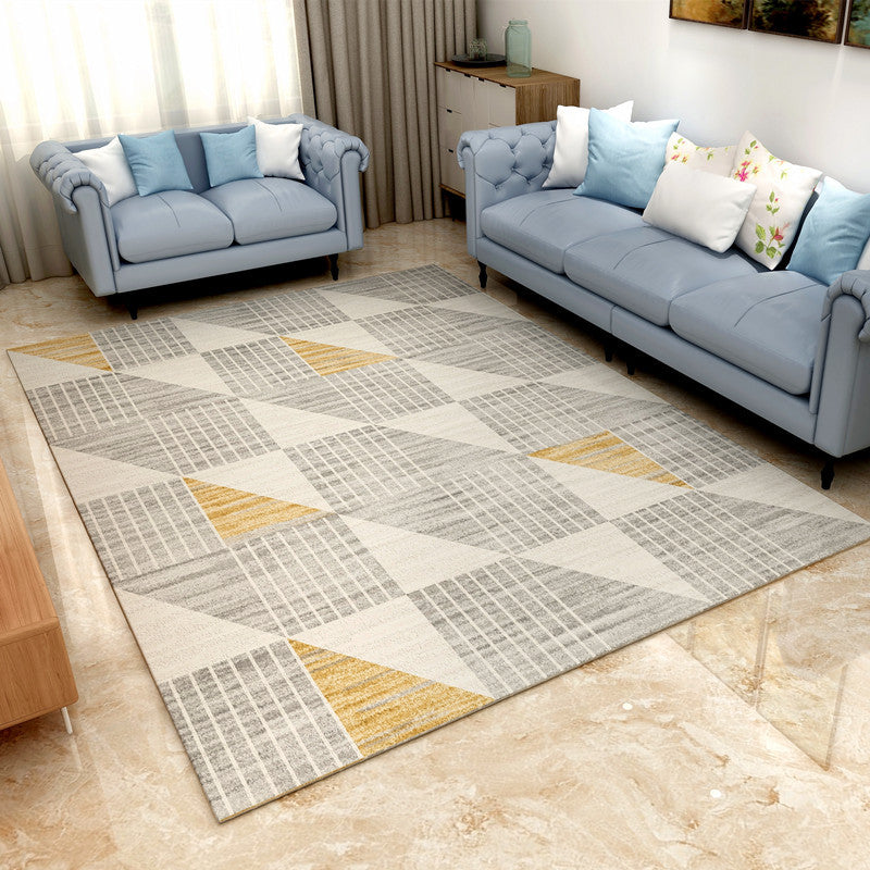 Bold Multi Color Matrix Rug Polyester Modern Area Carpet Non-Slip Pet Friendly Stain Resistant Rug for Living Room