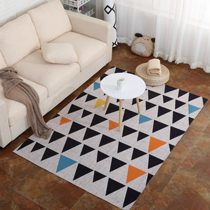 Bold Multi Color Matrix Rug Polyester Modern Area Carpet Non-Slip Pet Friendly Stain Resistant Rug for Living Room