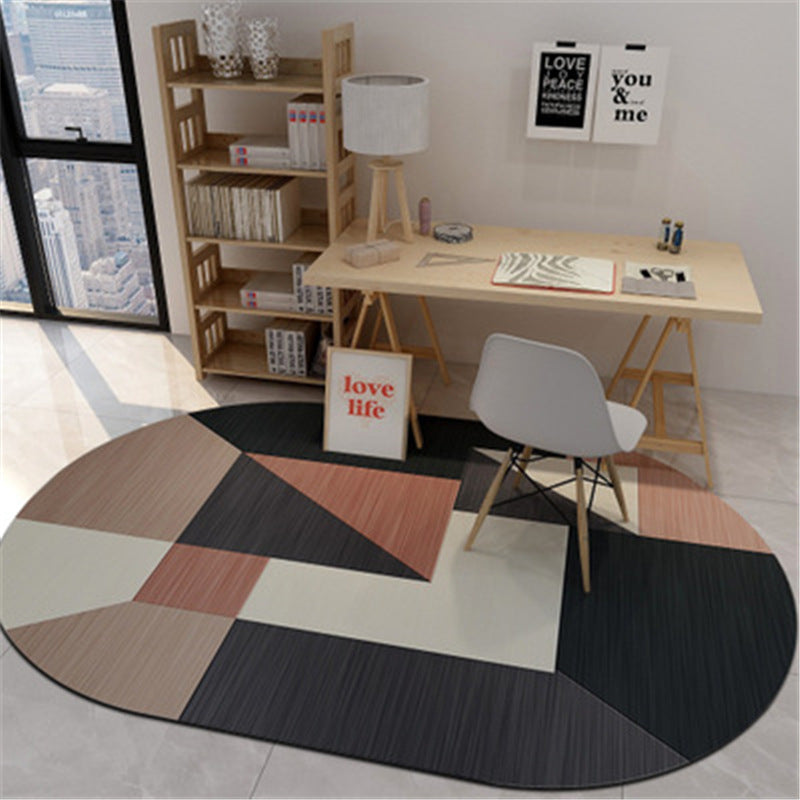 Geometric Shaped Color Block Rug Multi-Color Nordic Carpet Polypropylene Stain Resistant Pet Friendly Non-Slip Rug for Study Room