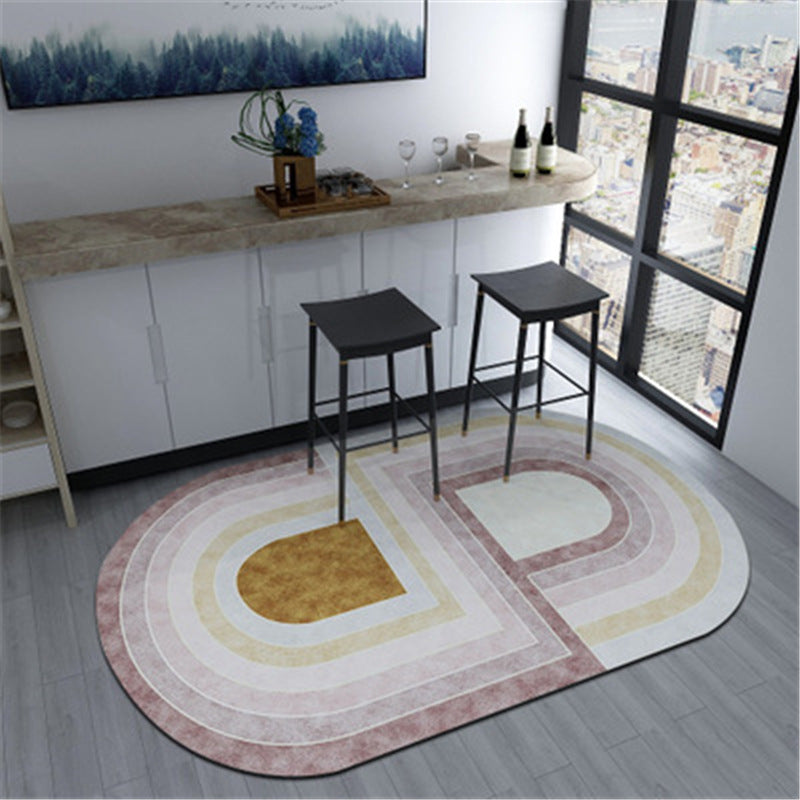 Geometric Shaped Color Block Rug Multi-Color Nordic Carpet Polypropylene Stain Resistant Pet Friendly Non-Slip Rug for Study Room