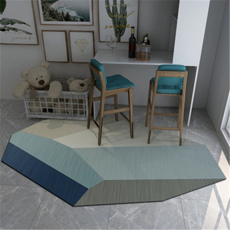 Geometric Shaped Color Block Rug Multi-Color Nordic Carpet Polypropylene Stain Resistant Pet Friendly Non-Slip Rug for Study Room
