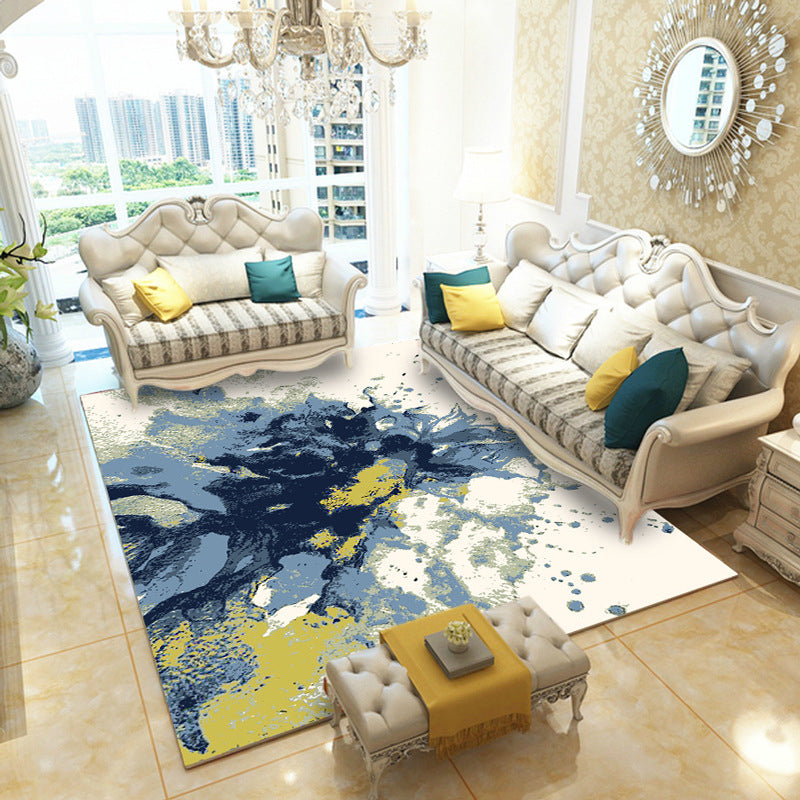 Modern Abstract Watercolor Rug Multi-Color Synthetics Rug Washable Anti-Slip Stain Resistant Area Carpet for Home