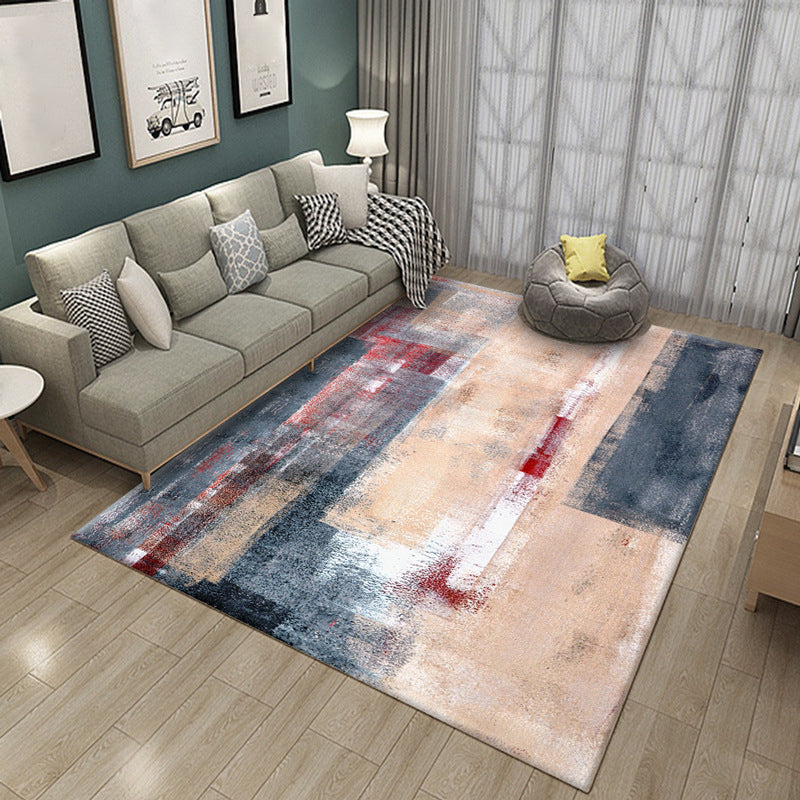 Modern Abstract Watercolor Rug Multi-Color Synthetics Rug Washable Anti-Slip Stain Resistant Area Carpet for Home