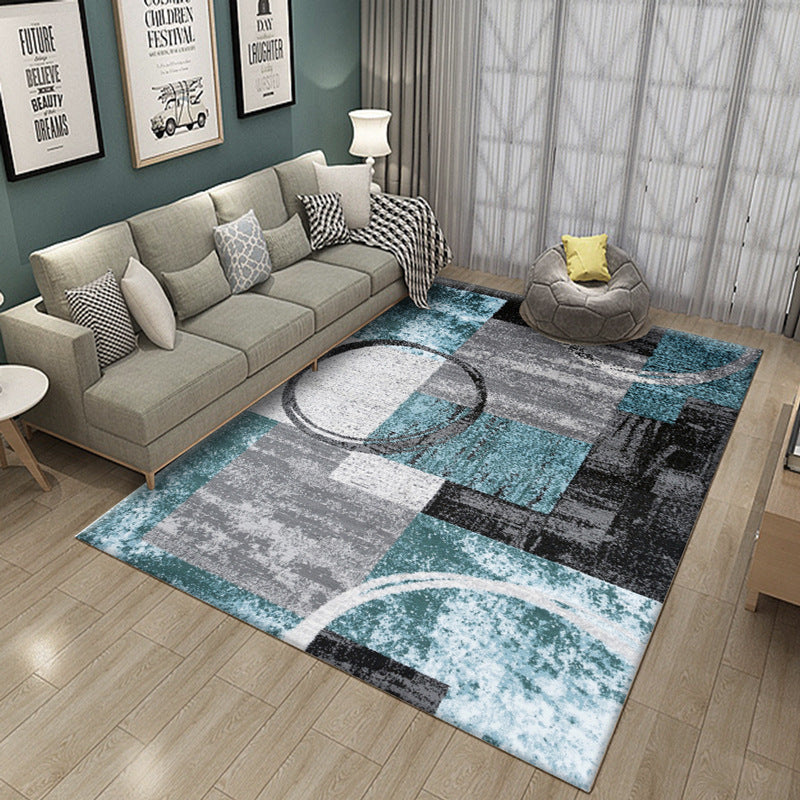 Modern Abstract Watercolor Rug Multi-Color Synthetics Rug Washable Anti-Slip Stain Resistant Area Carpet for Home