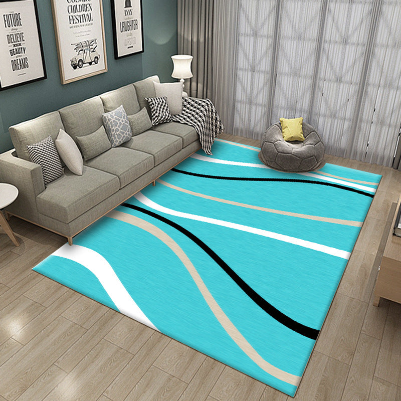 Modern Abstract Watercolor Rug Multi-Color Synthetics Rug Washable Anti-Slip Stain Resistant Area Carpet for Home