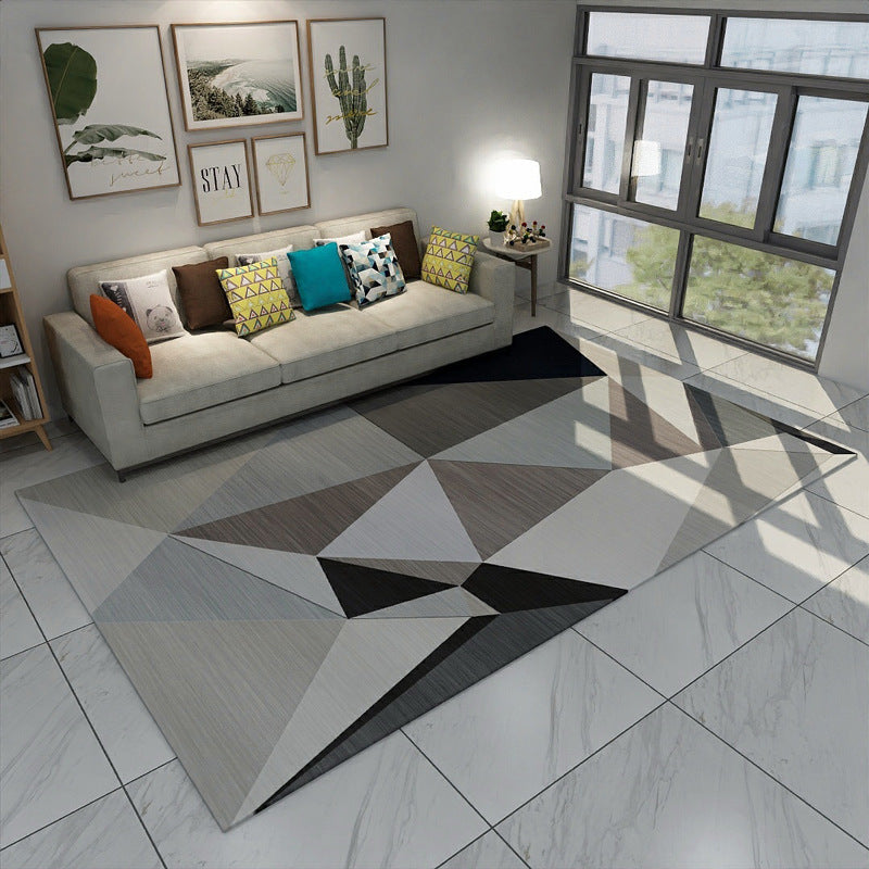 Chic Geometric Colorblock Print Rug Multi Colored Modern Rug Polyester Machine Washable Non-Slip Backing Pet Friendly Rug for Room