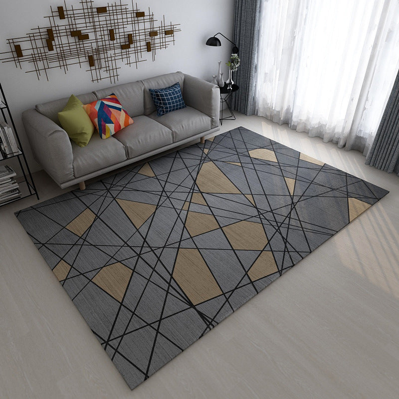 Chic Geometric Colorblock Print Rug Multi Colored Modern Rug Polyester Machine Washable Non-Slip Backing Pet Friendly Rug for Room