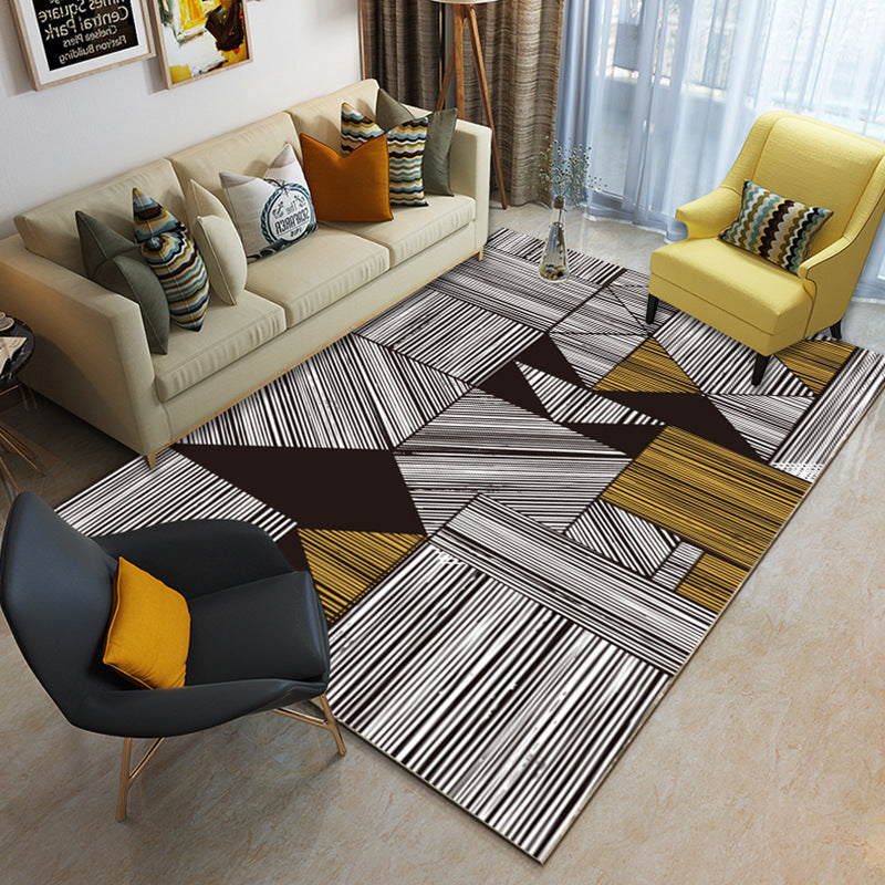 Multi Color Geometrical Rug Synthetics Contemporary Area Carpet Pet Friendly Non-Slip Backing Washable Rug for Living Room