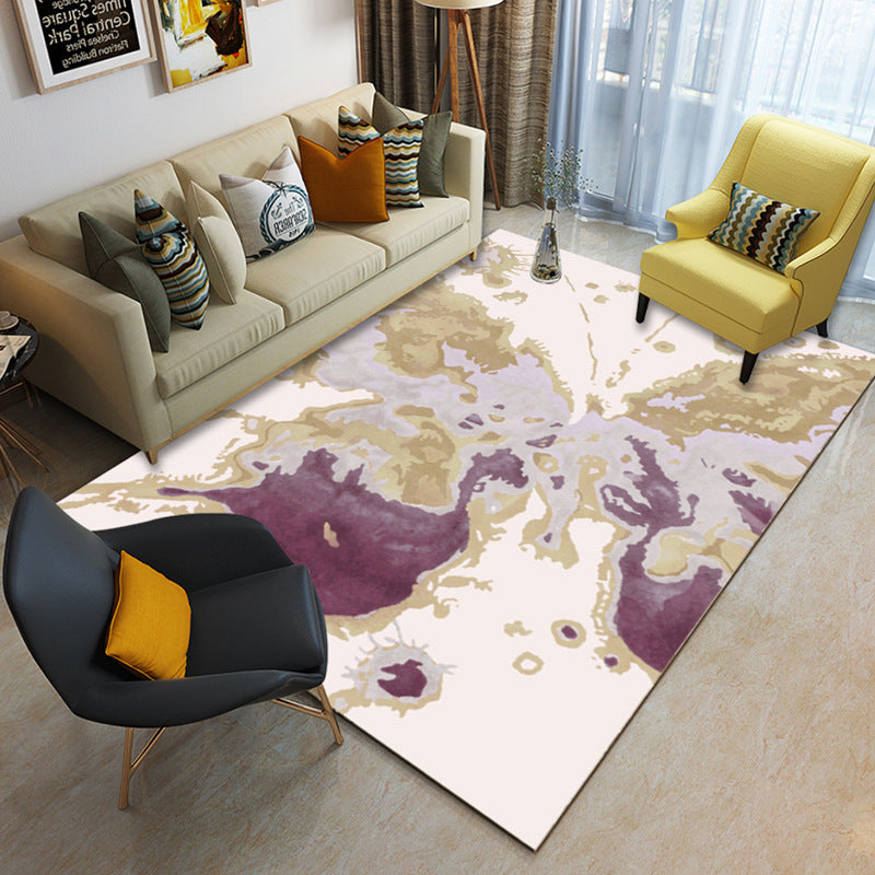 Multi Color Geometrical Rug Synthetics Contemporary Area Carpet Pet Friendly Non-Slip Backing Washable Rug for Living Room