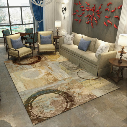 Nordic Geometric Pattern Rug Multi-Color Polypropylene Carpet Anti-Slip Washable Stain Resistant Rug for Great Room