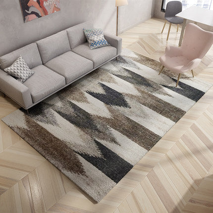 Nordic Geometric Pattern Rug Multi-Color Polypropylene Carpet Anti-Slip Washable Stain Resistant Rug for Great Room