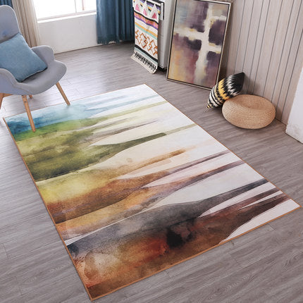Nordic Geometric Pattern Rug Multi-Color Polypropylene Carpet Anti-Slip Washable Stain Resistant Rug for Great Room