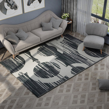 Nordic Geometric Pattern Rug Multi-Color Polypropylene Carpet Anti-Slip Washable Stain Resistant Rug for Great Room