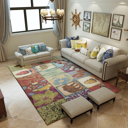 Nordic Geometric Pattern Rug Multi-Color Polypropylene Carpet Anti-Slip Washable Stain Resistant Rug for Great Room