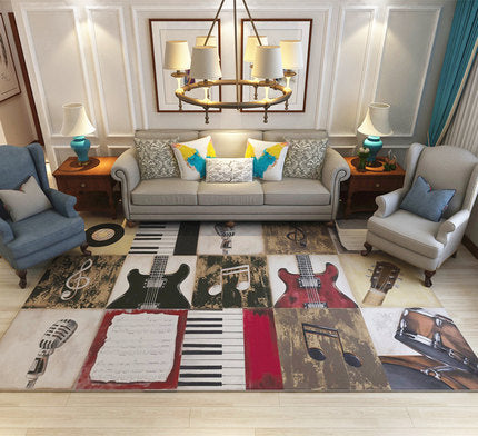 Nordic Geometric Pattern Rug Multi-Color Polypropylene Carpet Anti-Slip Washable Stain Resistant Rug for Great Room