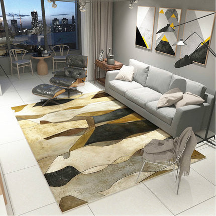 Nordic Geometric Pattern Rug Multi-Color Polypropylene Carpet Anti-Slip Washable Stain Resistant Rug for Great Room
