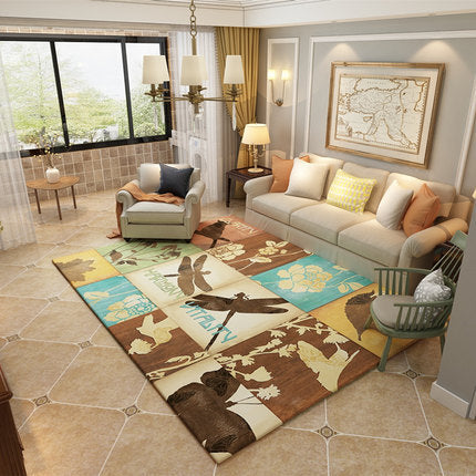 Nordic Geometric Pattern Rug Multi-Color Polypropylene Carpet Anti-Slip Washable Stain Resistant Rug for Great Room