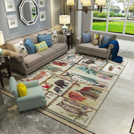 Nordic Geometric Pattern Rug Multi-Color Polypropylene Carpet Anti-Slip Washable Stain Resistant Rug for Great Room