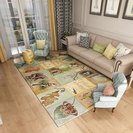 Nordic Geometric Pattern Rug Multi-Color Polypropylene Carpet Anti-Slip Washable Stain Resistant Rug for Great Room