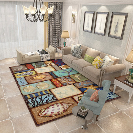 Nordic Geometric Pattern Rug Multi-Color Polypropylene Carpet Anti-Slip Washable Stain Resistant Rug for Great Room
