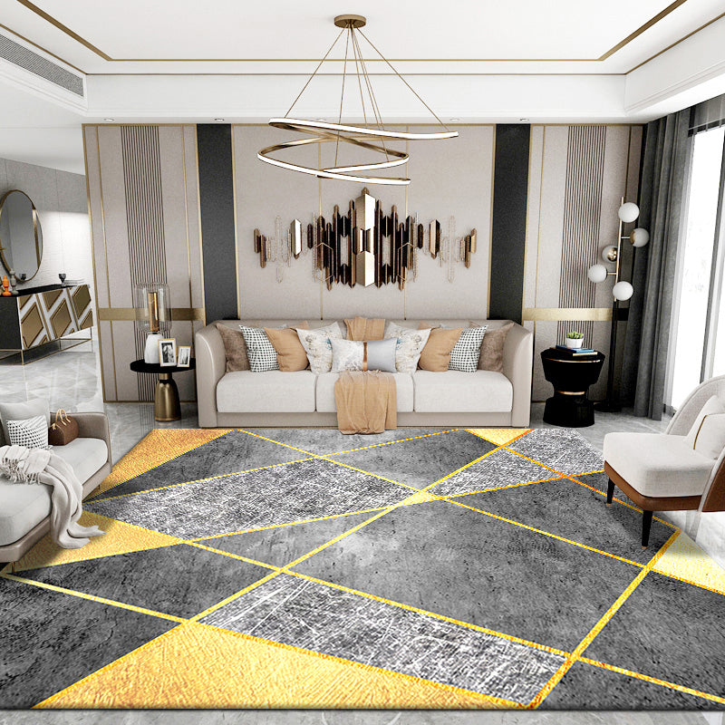 Elegant Modernist Rug Multi Color Geometric Carpet Pet Friendly Anti-Slip Backing Machine Washable Rug for Guest Room