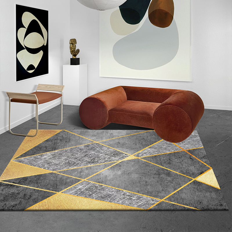 Elegant Modernist Rug Multi Color Geometric Carpet Pet Friendly Anti-Slip Backing Machine Washable Rug for Guest Room