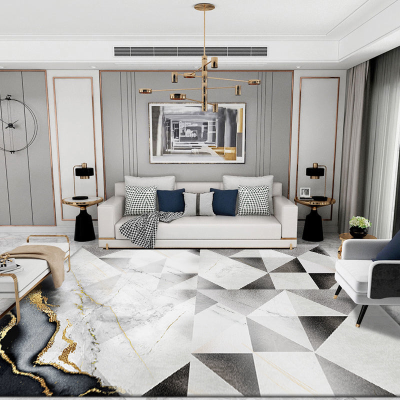 Elegant Modernist Rug Multi Color Geometric Carpet Pet Friendly Anti-Slip Backing Machine Washable Rug for Guest Room