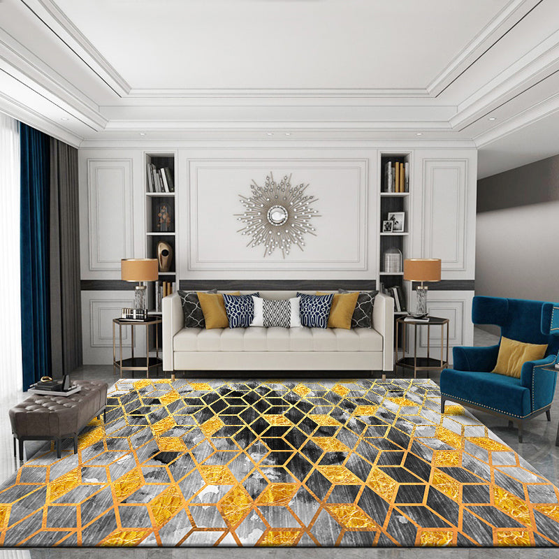 Elegant Modernist Rug Multi Color Geometric Carpet Pet Friendly Anti-Slip Backing Machine Washable Rug for Guest Room