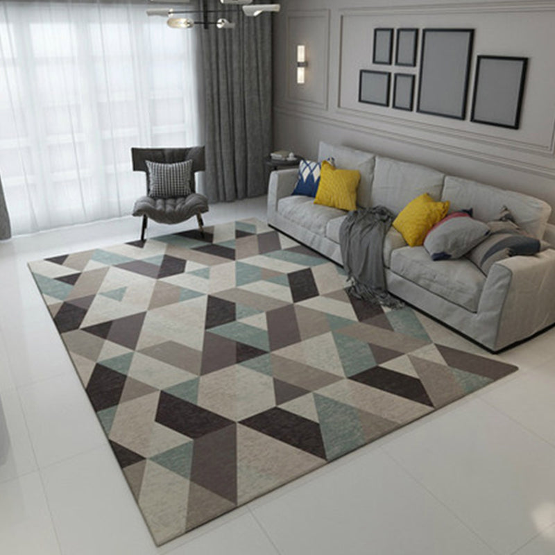 Modern Living Room Area Rug Multi Colored Geometric Rug Synthetics Non-Slip Washable Stain Resistant Indoor Rug