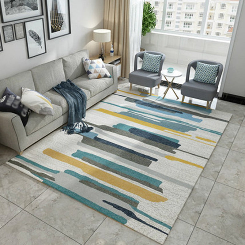 Modern Living Room Area Rug Multi Colored Geometric Rug Synthetics Non-Slip Washable Stain Resistant Indoor Rug