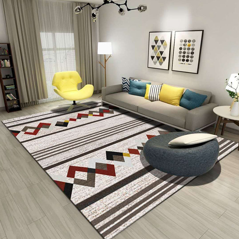 Modern Living Room Area Rug Multi Colored Geometric Rug Synthetics Non-Slip Washable Stain Resistant Indoor Rug