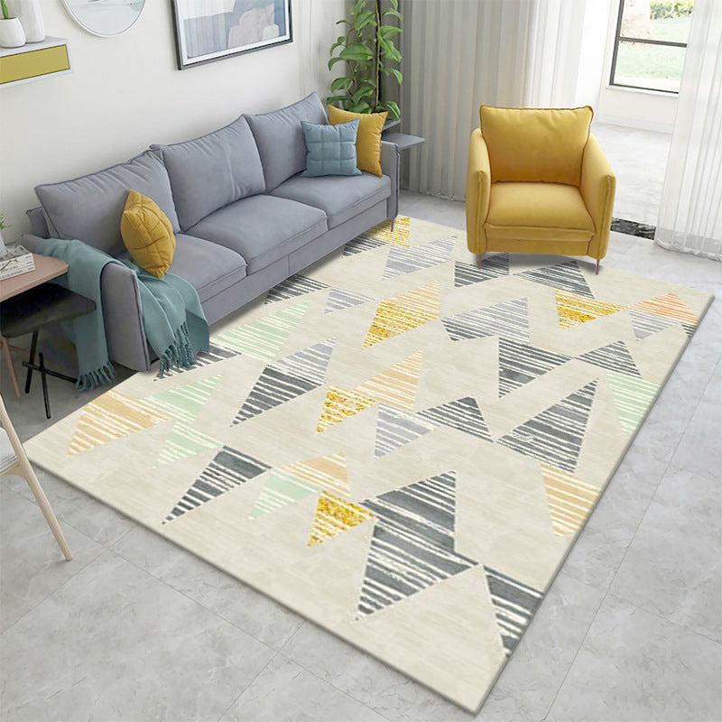 Nordic Geometric Color Block Rug Multicolor Polypropylene Carpet Pet Friendly Stain Resistant Non-Slip Rug for Sitting Room
