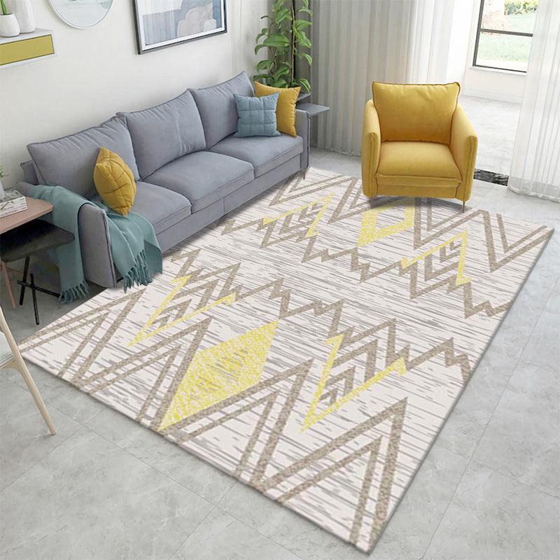 Nordic Geometric Color Block Rug Multicolor Polypropylene Carpet Pet Friendly Stain Resistant Non-Slip Rug for Sitting Room
